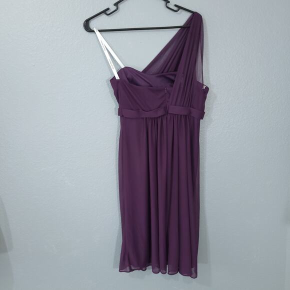Davids Bridal Dress Womens 4 Style F15607 Purple Asymmetrical Sheer Short Party - Picture 2 of 13